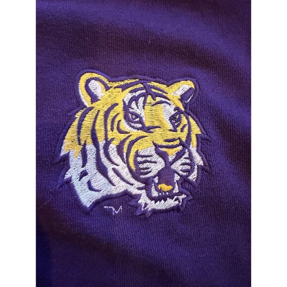Women's LSU Tigers Sequin Peace Love LSU Hoodie Sweatshirt Size Med. Purple/Gold - Picture 5 of 13